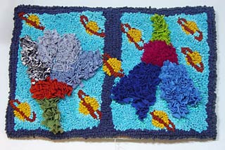 Planets and Plants  kids rug -  hooked and proddy